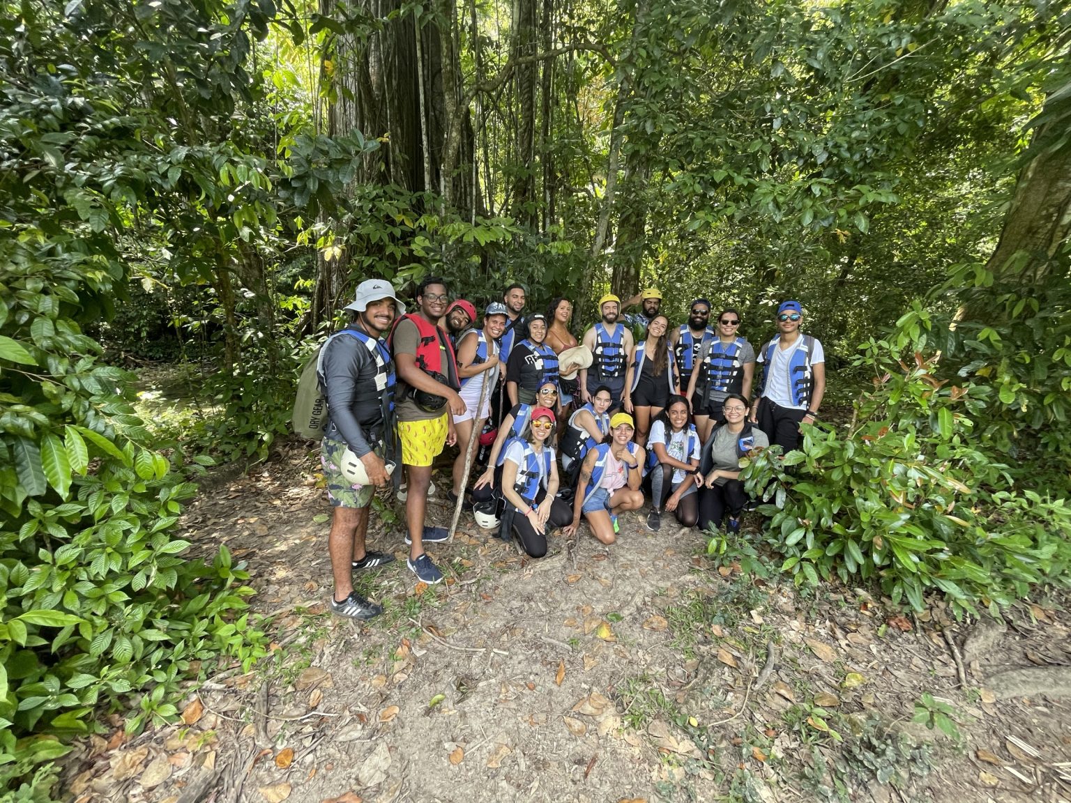 A small group on a forest walk in the Dominican Republic
