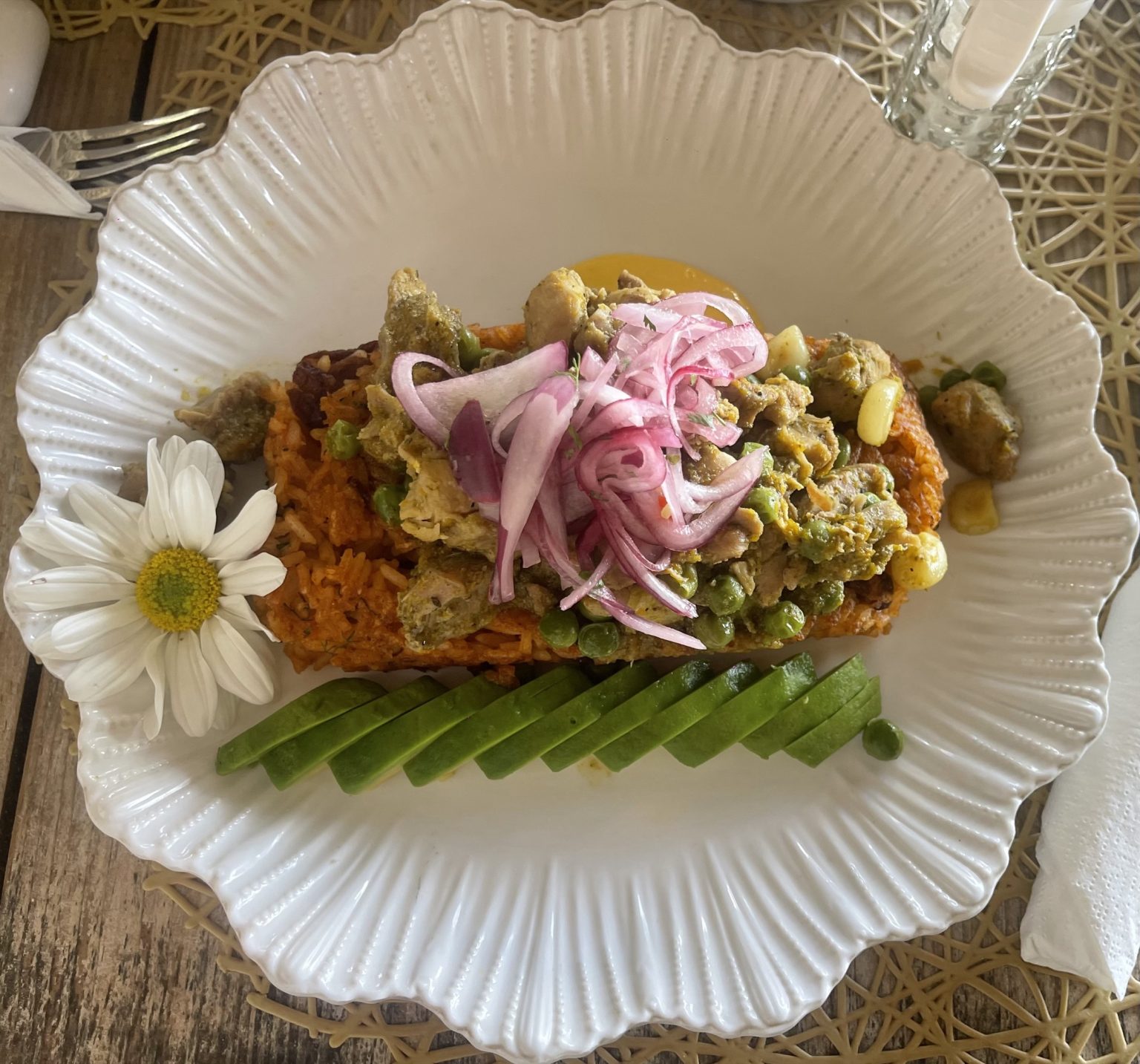 A plated dish of Dominican seafood